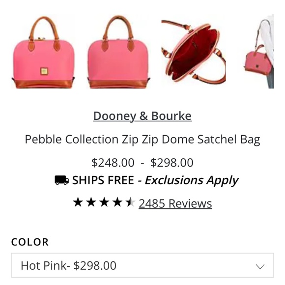 Dooney and Bourke Pebble Collection Zip Dome Satchel Bag